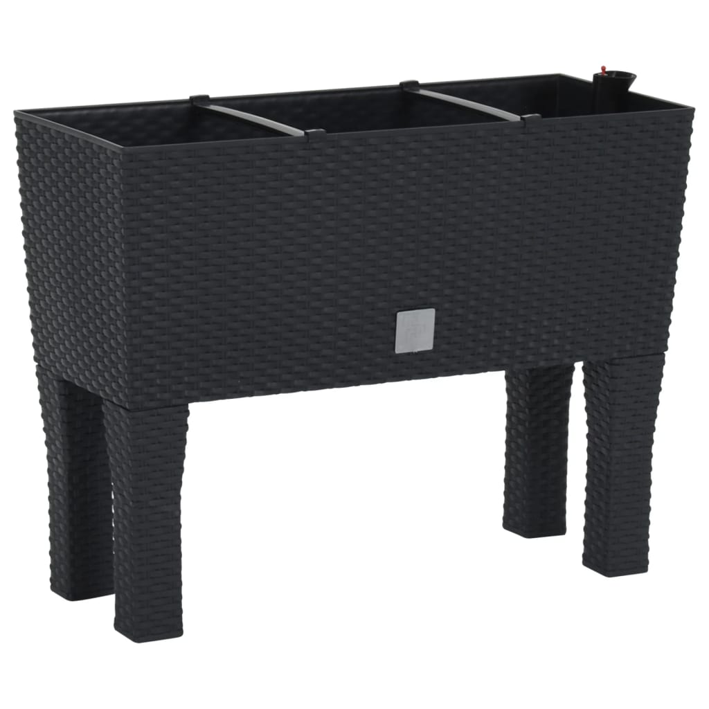 høj plantekasse 60x25x46 cm PP-rattan antracitgrå
