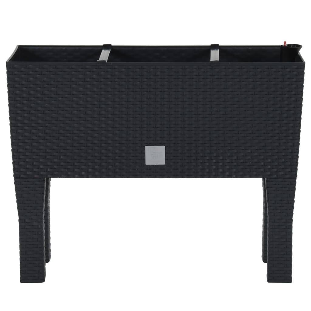 høj plantekasse 60x25x46 cm PP-rattan antracitgrå