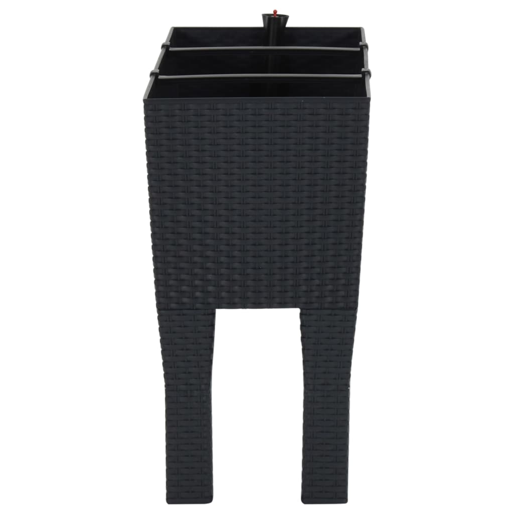 høj plantekasse 60x25x46 cm PP-rattan antracitgrå