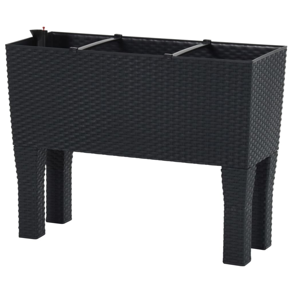 høj plantekasse 60x25x46 cm PP-rattan antracitgrå