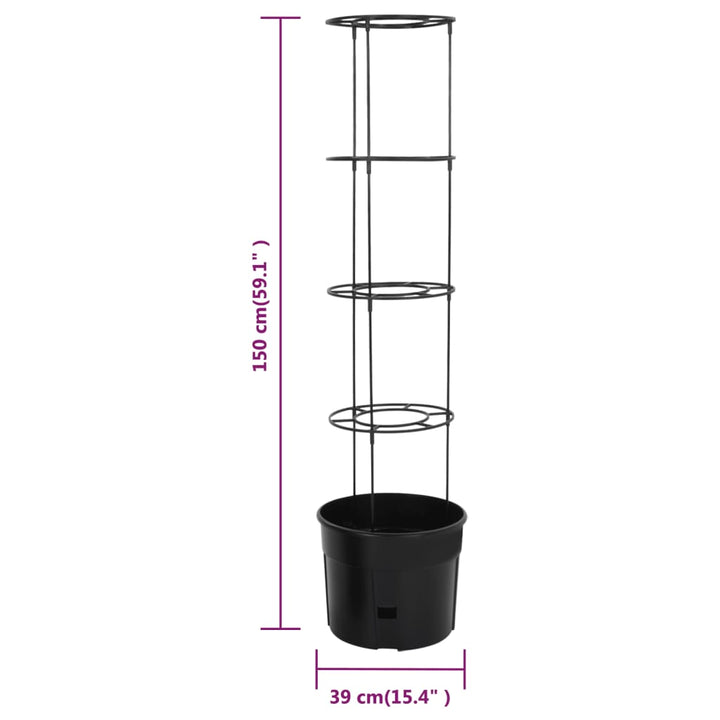 plantekrukke til tomater Ø39x150 cm polypropylen antracitgrå