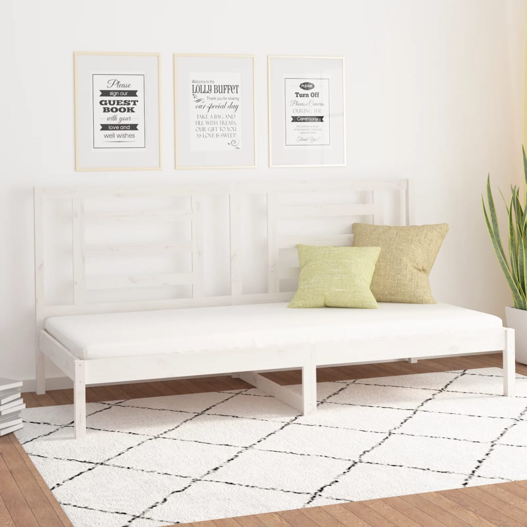 daybed uden madras 90x200 cm massivt fyrretræ hvid