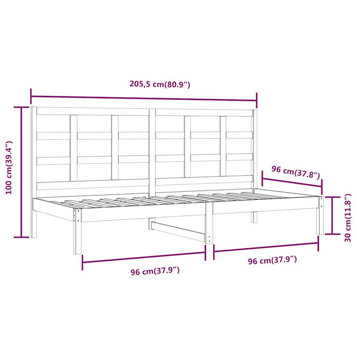daybed uden madras 90x200 cm massivt fyrretræ hvid