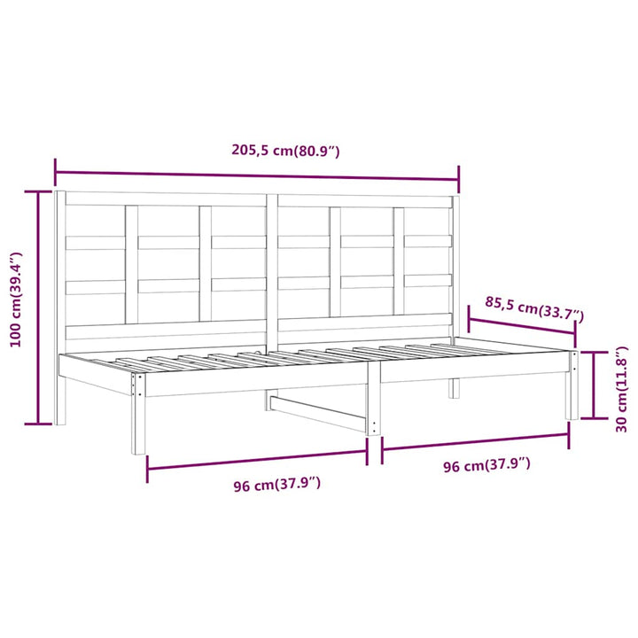 daybed uden madras 80x200 cm massivt fyrretræ hvid