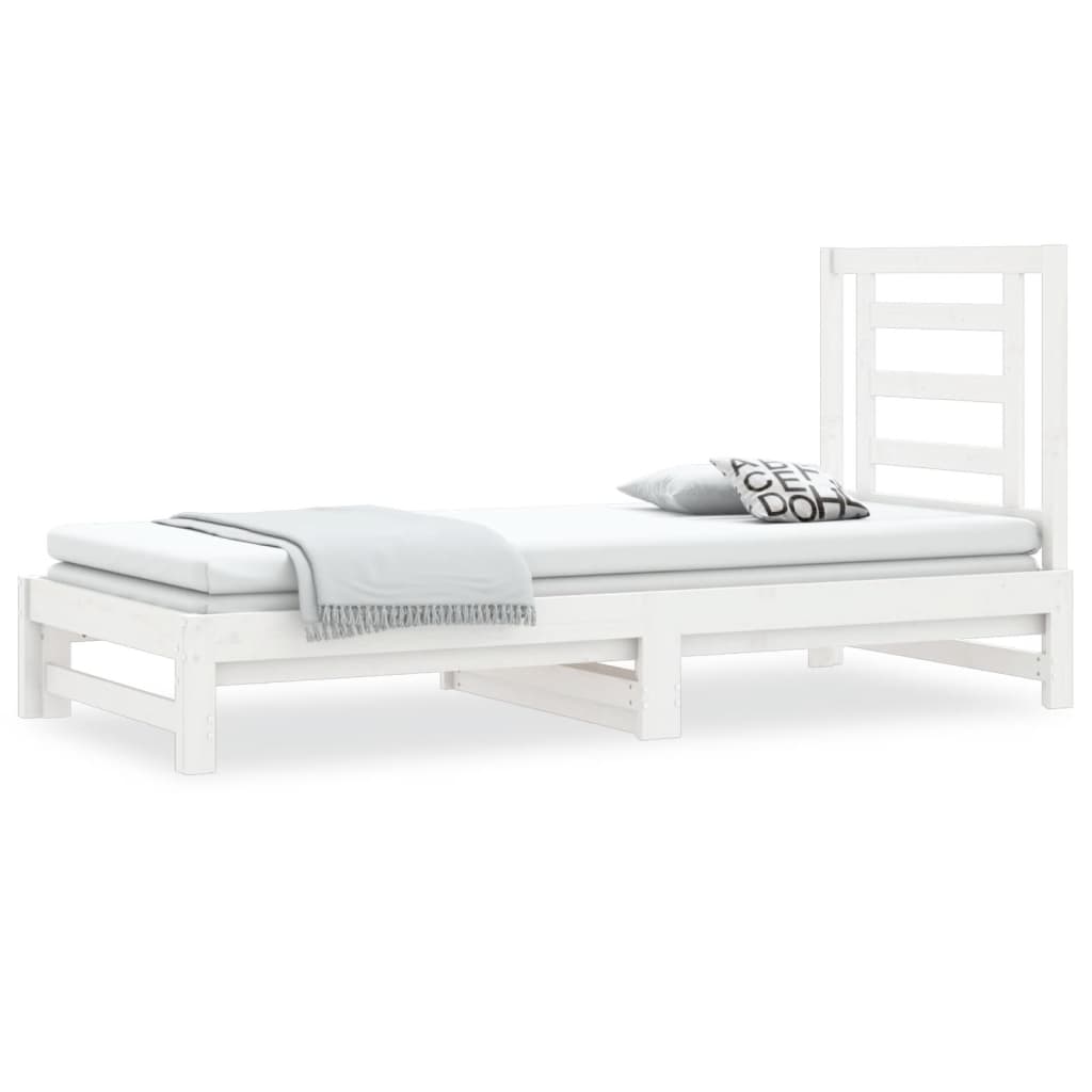 daybed med udtræk 2x(90x200) cm massivt fyrretræ hvid