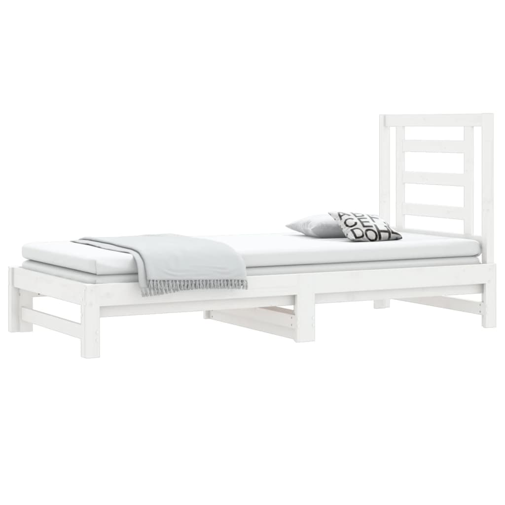 daybed med udtræk 2x(90x200) cm massivt fyrretræ hvid