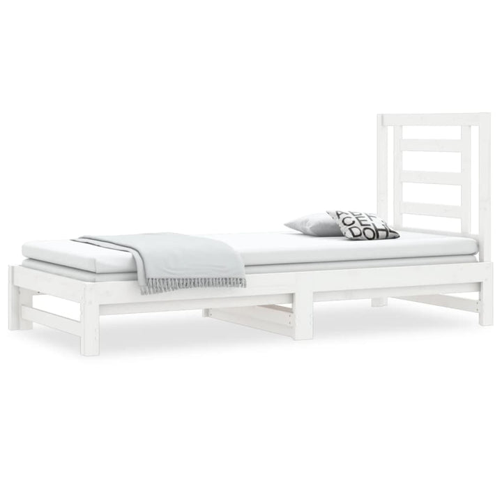 daybed med udtræk 2x(90x190) cm massivt fyrretræ hvid