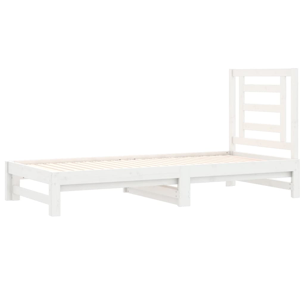 daybed med udtræk 2x(90x190) cm massivt fyrretræ hvid