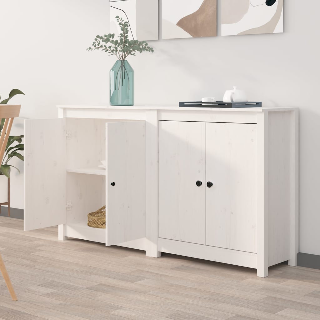 skænke 2 stk. 70x35x80 cm massivt fyrretræ hvid