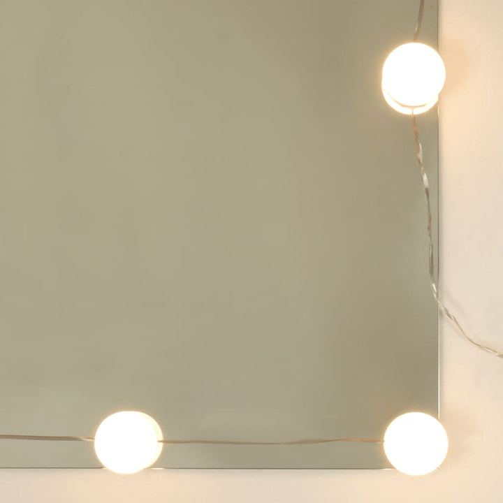 makeupbordssæt med LED-lys konstrueret træ sonoma-eg