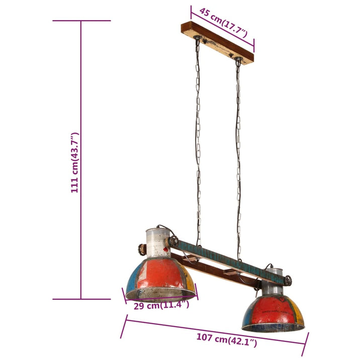industriel hængelampe 111 cm 25 W E27 flerfarvet
