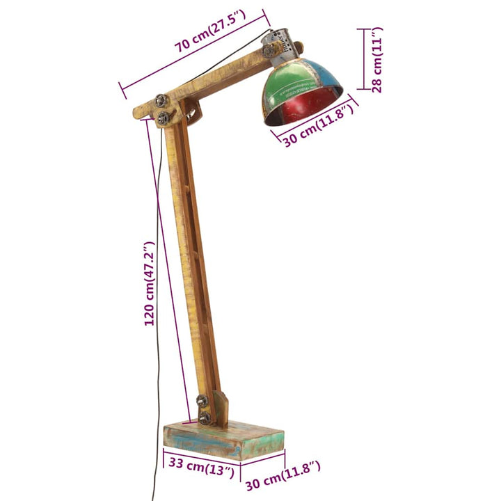 gulvlampe E27 flerfarvet
