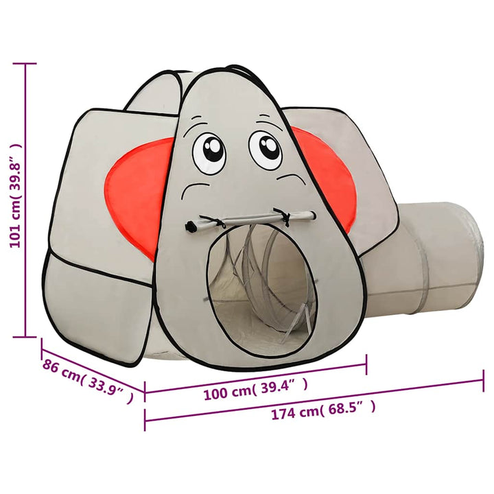legetelt til børn 174x86x101 cm elefant grå