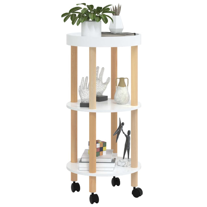 bakkebord 38x38x82 cm konstrueret træ og massivt fyrretræ hvid