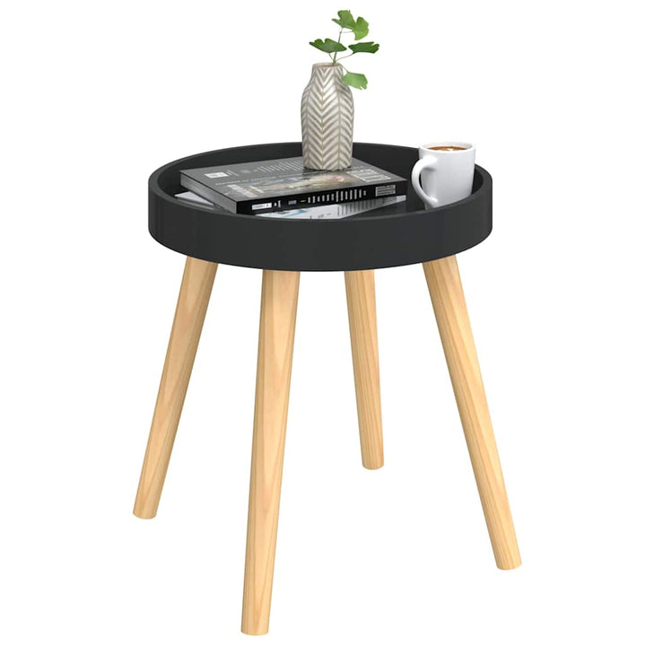 sidebord 38x38x40 cm konstrueret træ og massivt fyrretræ sort
