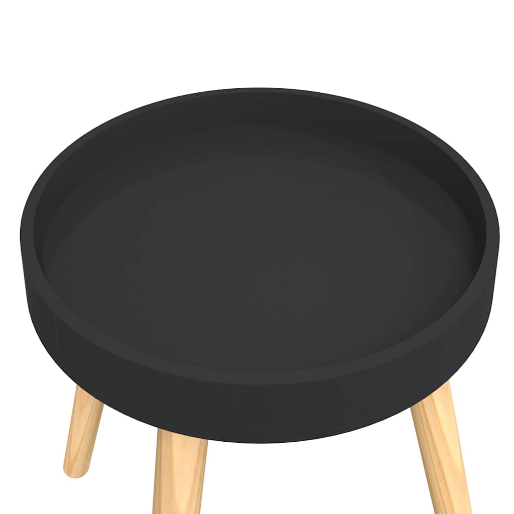 sidebord 38x38x40 cm konstrueret træ og massivt fyrretræ sort