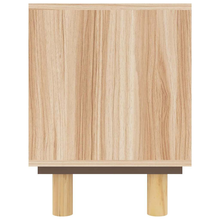 tv-bord 80x30x40 cm massivt fyrretræ og naturlig rattan brun