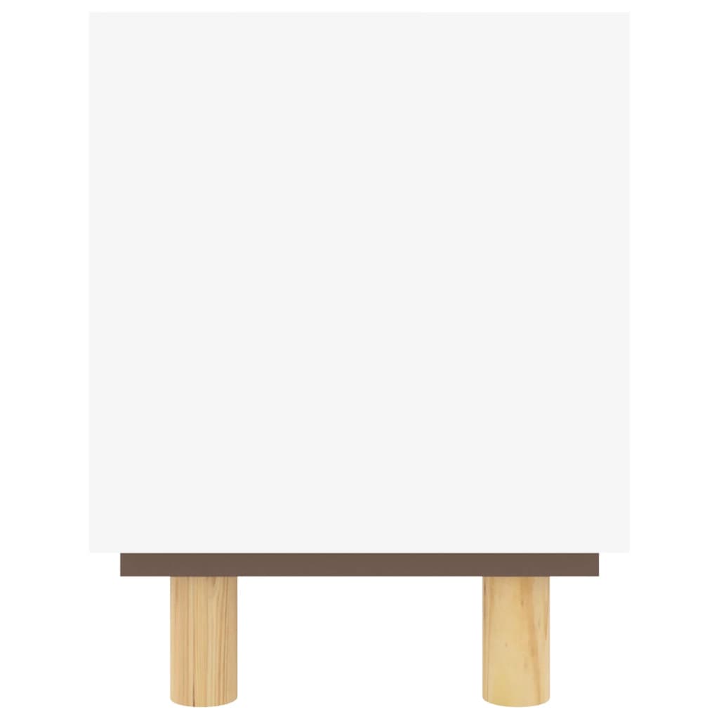 tv-bord 105x30x40 cm massivt fyrretræ og naturlig rattan hvid