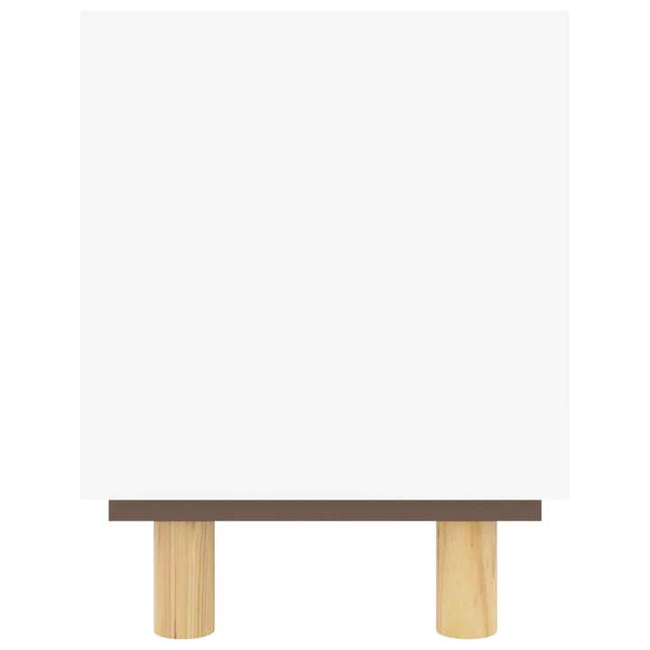 tv-bord 105x30x40 cm massivt fyrretræ og naturlig rattan hvid