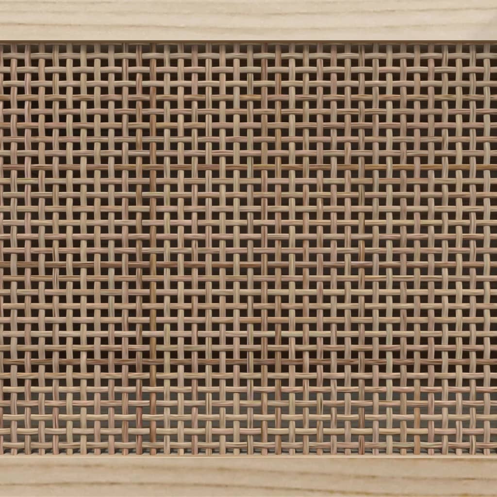 tv-bord 105x30x40 cm massivt fyrretræ og naturlig rattan hvid