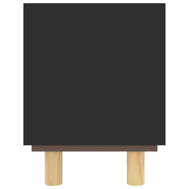 tv-bord 105x30x40 cm massivt fyrretræ og naturlig rattan sort