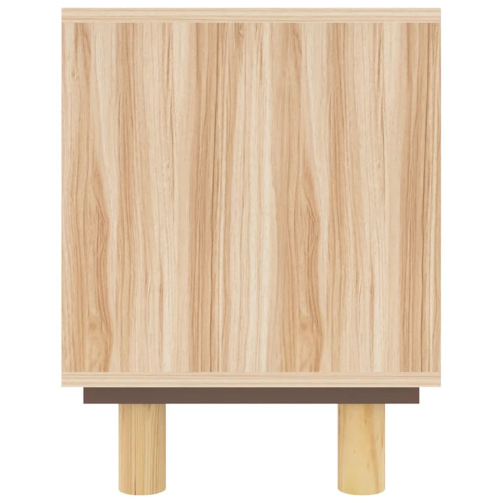 tv-bord 105x30x40 cm massivt fyrretræ og naturlig rattan brun