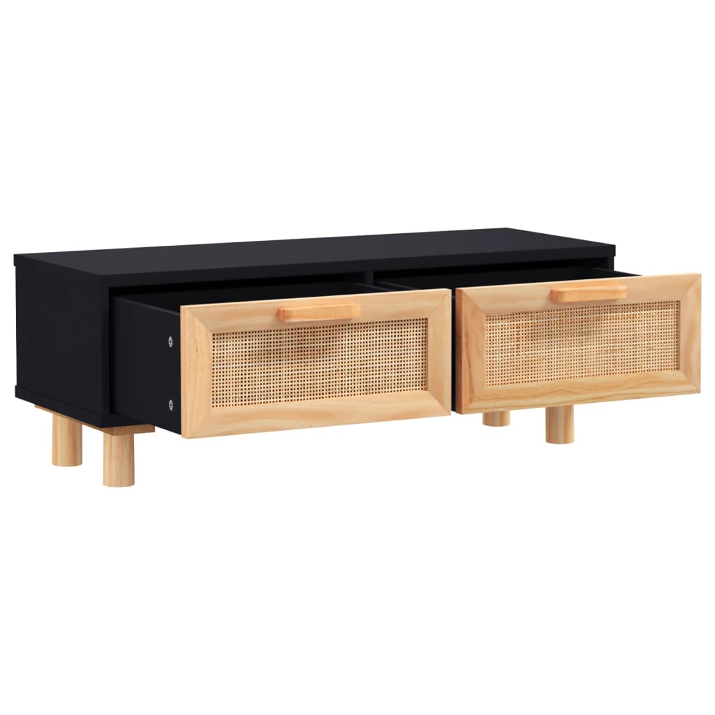 sofabord 80x40x30 cm konstrueret træ og massivt fyrretræ sort