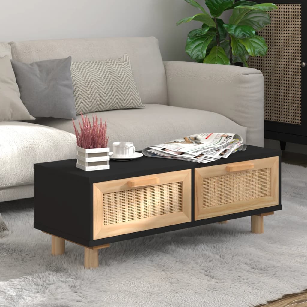 sofabord 80x40x30 cm konstrueret træ og massivt fyrretræ sort