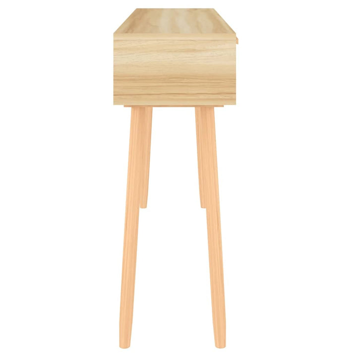 konsolbord 105x30x75 cm massivt fyrretræ naturlig rattan brun