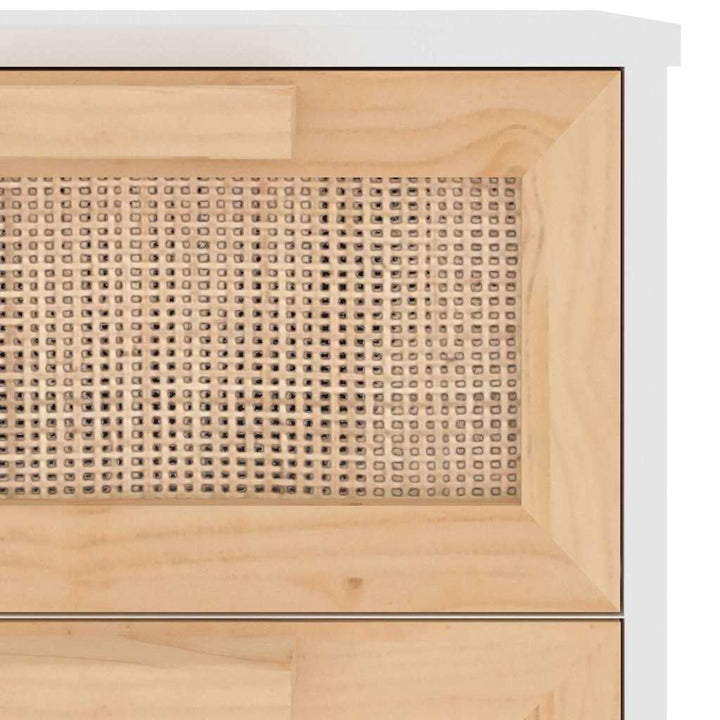 skænk 40x30x90 cm massivt fyrretræ og naturlig rattan hvid