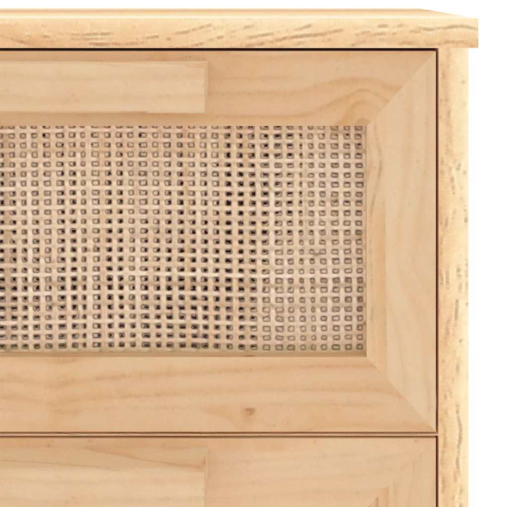 skænk 40x30x90 cm massivt fyrretræ og naturlig rattan brun