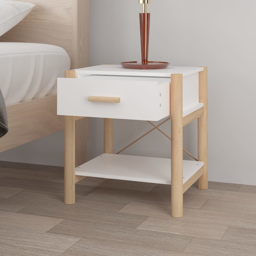 sengeborde 2 stk. 42x38x45 cm konstrueret træ hvid
