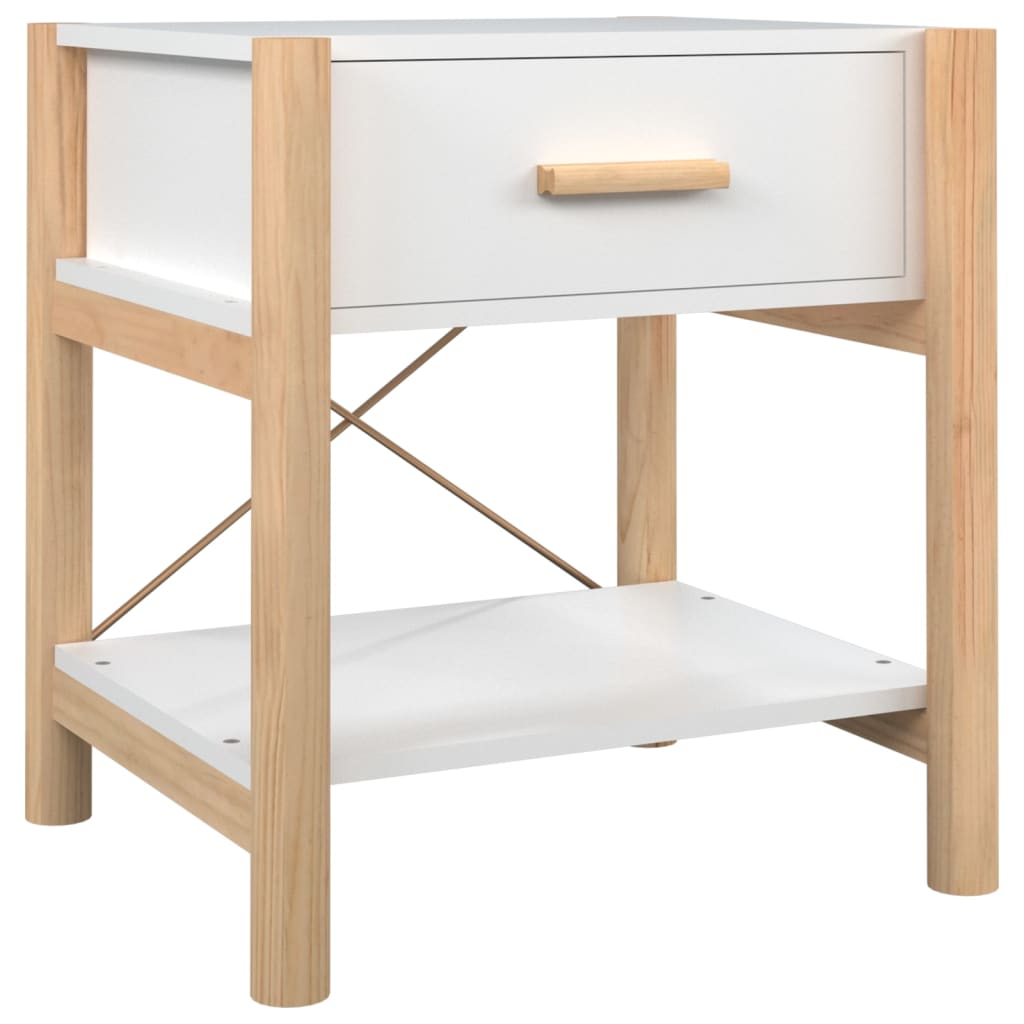 sengeborde 2 stk. 42x38x45 cm konstrueret træ hvid