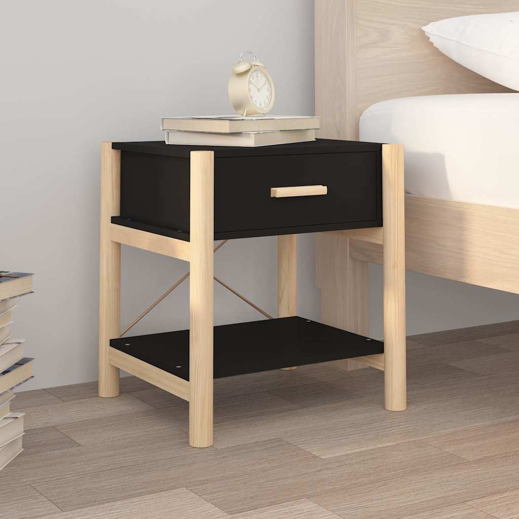 sengeborde 2 stk. 42x38x45 cm konstrueret træ sort