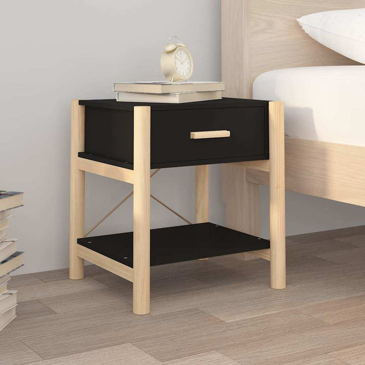 sengeborde 2 stk. 42x38x45 cm konstrueret træ sort