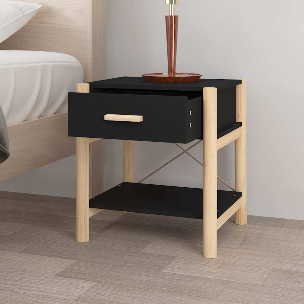 sengeborde 2 stk. 42x38x45 cm konstrueret træ sort