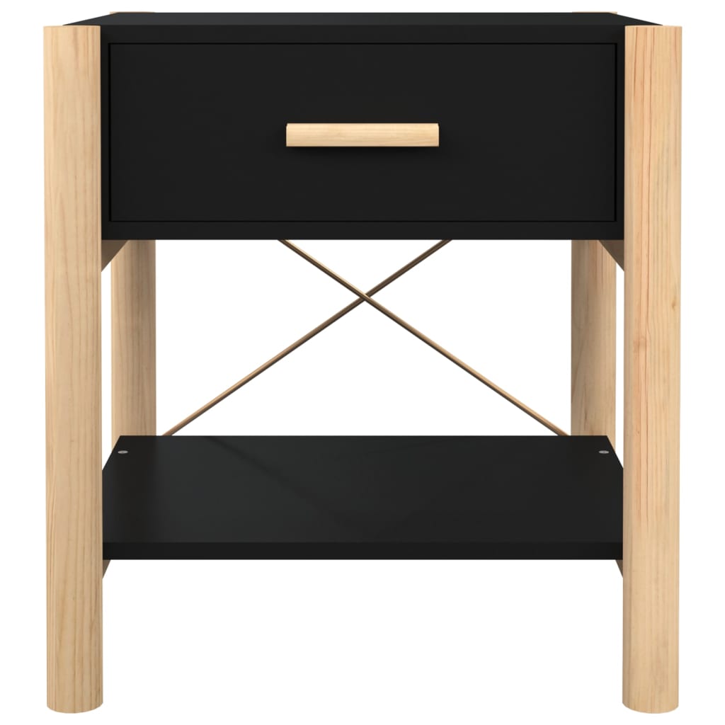 sengeborde 2 stk. 42x38x45 cm konstrueret træ sort