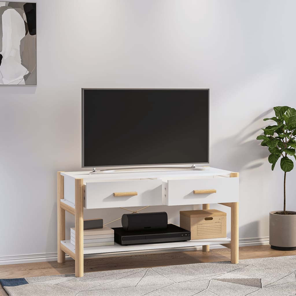 tv-bord 82x38x45 cm konstrueret træ hvid