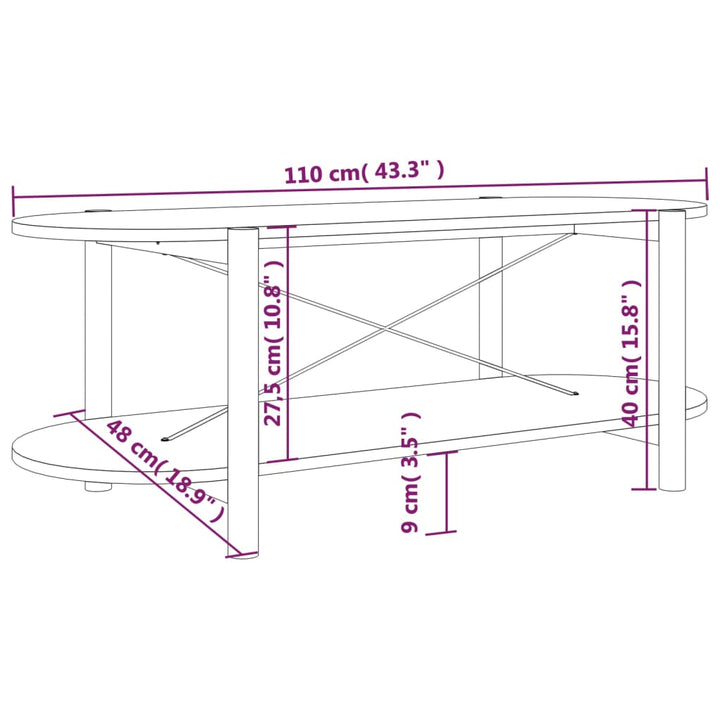 sofabord 110x48x40 cm konstrueret træ hvid