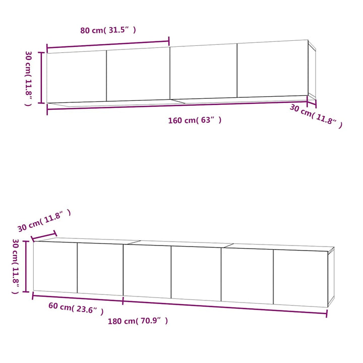 tv-skabssæt 5 dele konstrueret træ betongrå