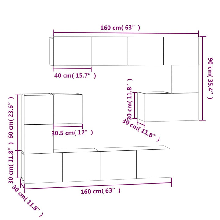 væghængt tv-bord 37x37x72 cm konstrueret træ sonoma-eg