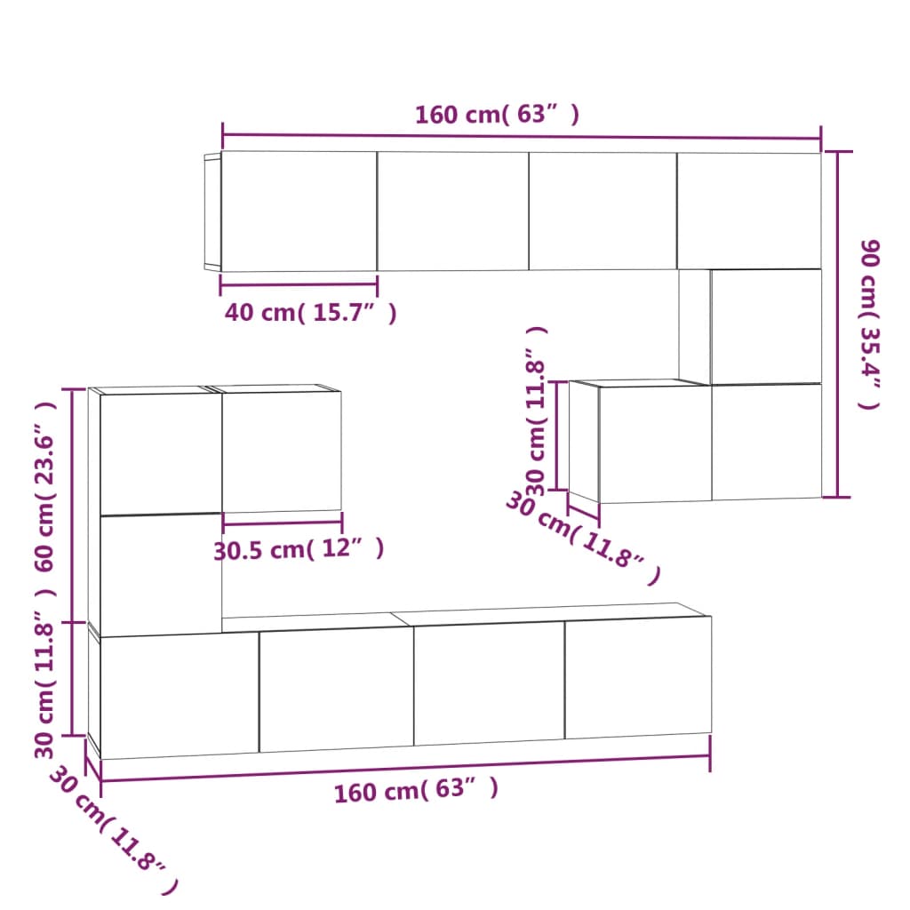 væghængt tv-bord 37x37x72 cm konstrueret træ røget egetræ