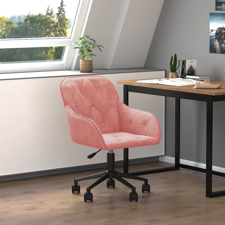 drejelig kontorstol fløjl pink