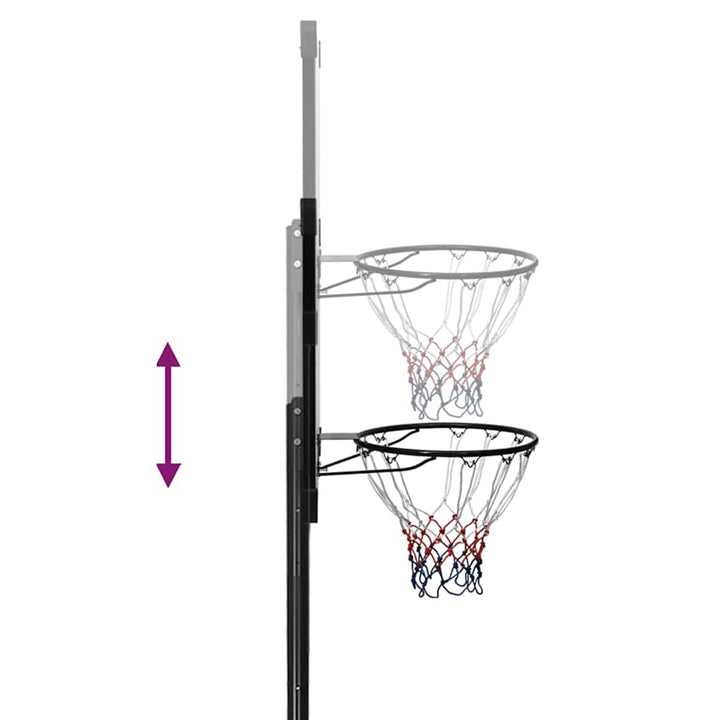 basketballstativ med plade 256-361 cm polycarbonat transparent