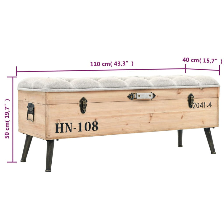 Opbevaringsbænk 110 cm Solid Fyr
