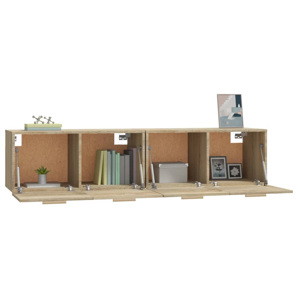 vægskabe 2 stk. 80x35x36,5 cm konstrueret træ sonoma-eg