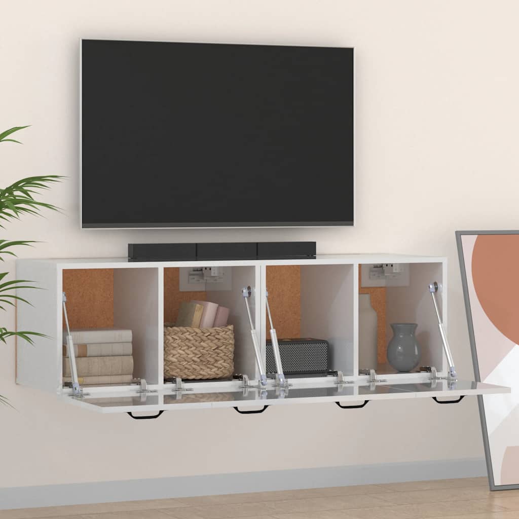 vægskabe 2 stk. 80x36,5x35 cm konstrueret træ hvid højglans