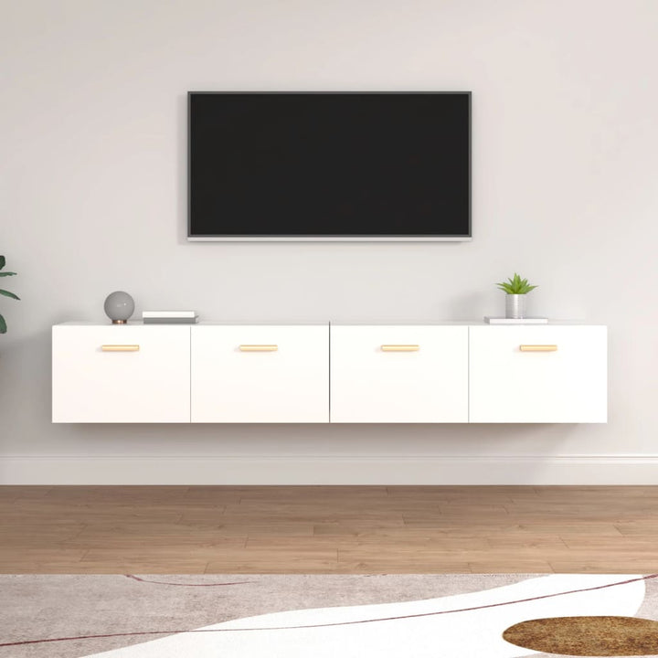 vægskabe 2 stk. 100x36,5x35 cm konstrueret træ hvid