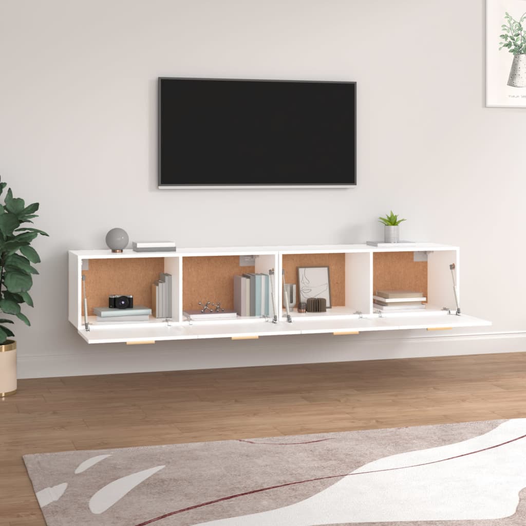 vægskabe 2 stk. 100x36,5x35 cm konstrueret træ hvid