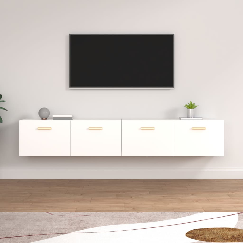 vægskabe 2 stk. 100x36,5x35 cm konstrueret træ hvid